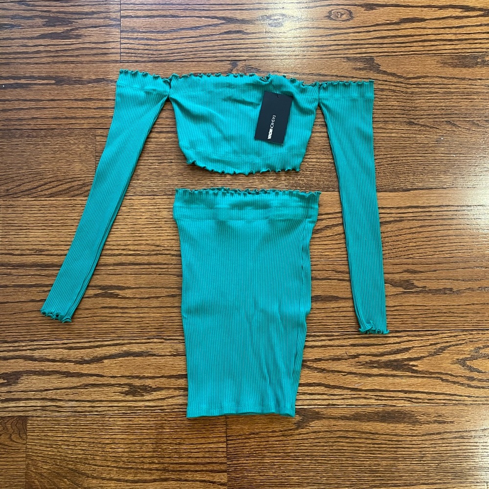 FASHIONNOVA | Green Skirt Set